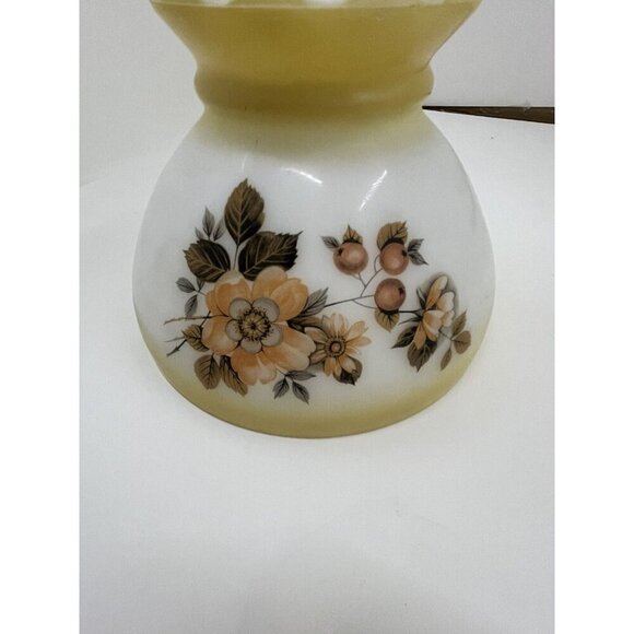 Vintage Heavy Milk Glass Lampshade Yellow Floral Design Mid Century Style - Picture 2 of 8
